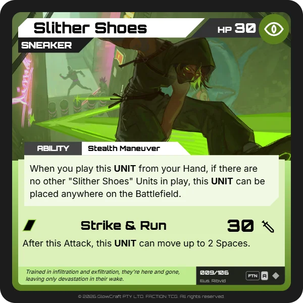 Slither Shoes - Serpentine Sol - Unit card